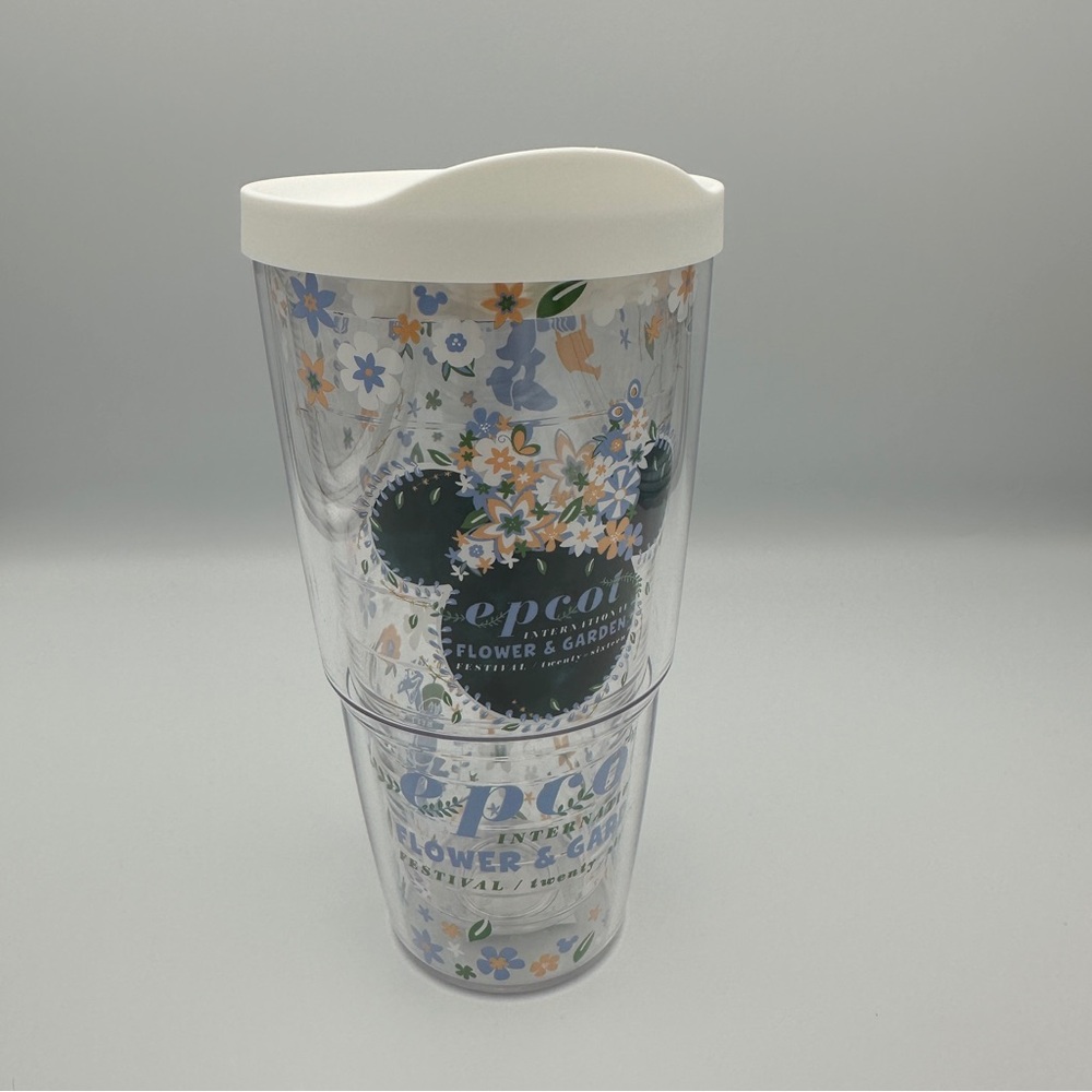 Tervis Minnie Figment Epcot 2016 Flower Garden Tumbler Mug Cup Lid 24oz Hot Cold